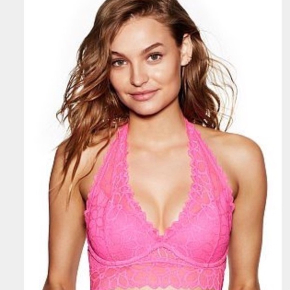 VICTORIA'S SECRET PINK HALTER BRALETTE BRA - Picture 1 of 1